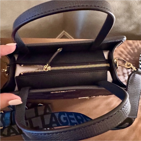 Karl Lagerfeld Navy Checkered Women's Bag NWT - Picture 10 of 12